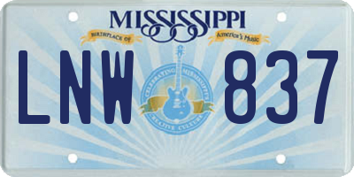 MS license plate LNW837