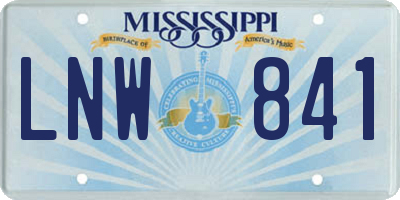 MS license plate LNW841