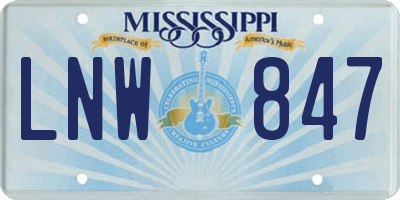 MS license plate LNW847