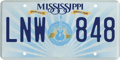 MS license plate LNW848