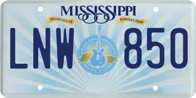 MS license plate LNW850
