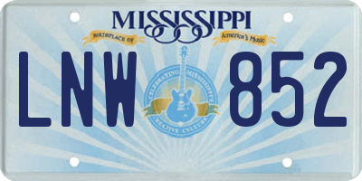 MS license plate LNW852