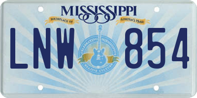 MS license plate LNW854