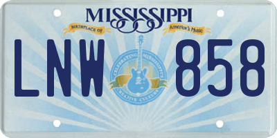 MS license plate LNW858