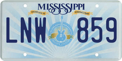 MS license plate LNW859