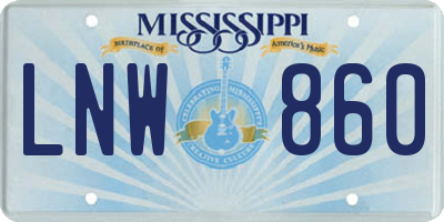 MS license plate LNW860