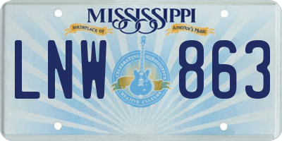 MS license plate LNW863