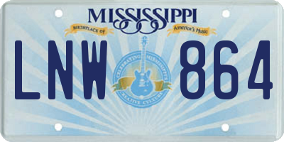 MS license plate LNW864