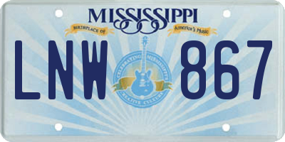 MS license plate LNW867