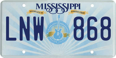 MS license plate LNW868
