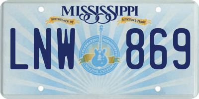 MS license plate LNW869