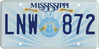 MS license plate LNW872