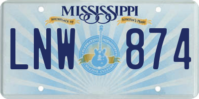 MS license plate LNW874