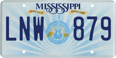 MS license plate LNW879