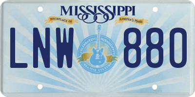 MS license plate LNW880