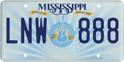 MS license plate LNW888