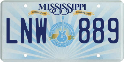 MS license plate LNW889