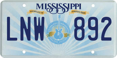 MS license plate LNW892