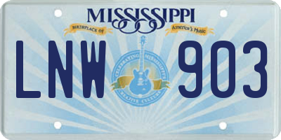 MS license plate LNW903