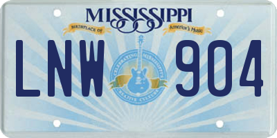 MS license plate LNW904