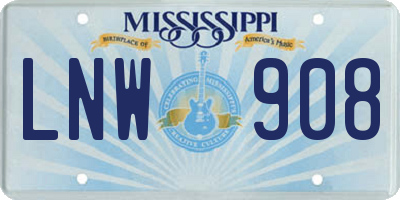 MS license plate LNW908