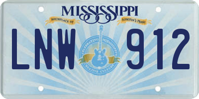 MS license plate LNW912