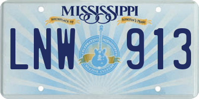 MS license plate LNW913