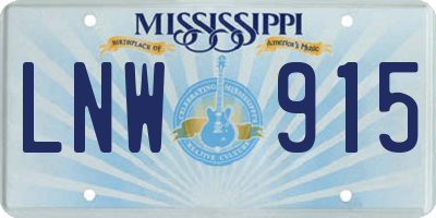 MS license plate LNW915