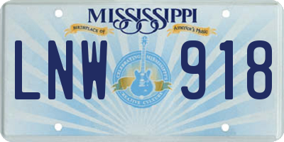 MS license plate LNW918