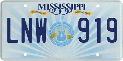 MS license plate LNW919