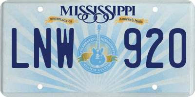MS license plate LNW920