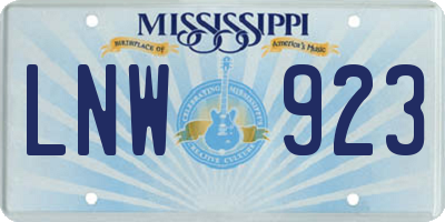 MS license plate LNW923
