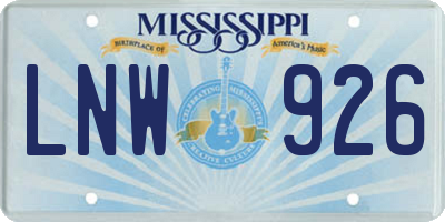 MS license plate LNW926
