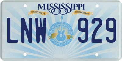 MS license plate LNW929