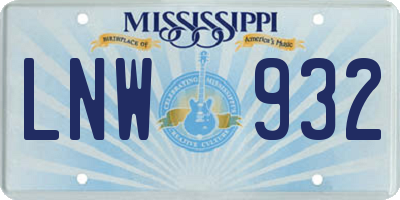 MS license plate LNW932