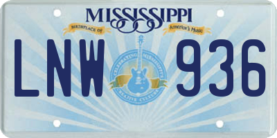 MS license plate LNW936