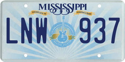 MS license plate LNW937