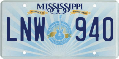 MS license plate LNW940