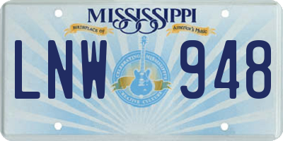 MS license plate LNW948