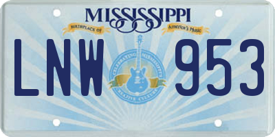 MS license plate LNW953