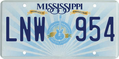 MS license plate LNW954