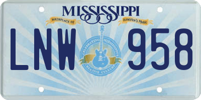 MS license plate LNW958