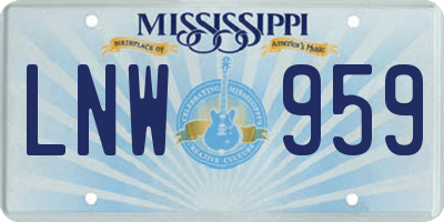 MS license plate LNW959