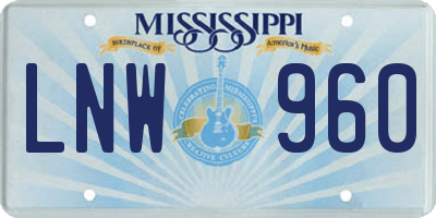 MS license plate LNW960