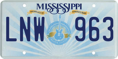 MS license plate LNW963