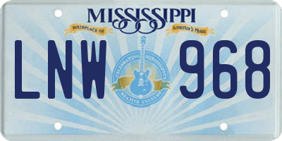 MS license plate LNW968