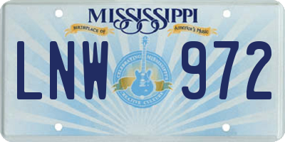 MS license plate LNW972