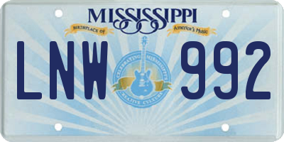MS license plate LNW992