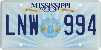 MS license plate LNW994