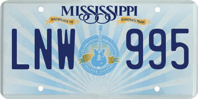 MS license plate LNW995
